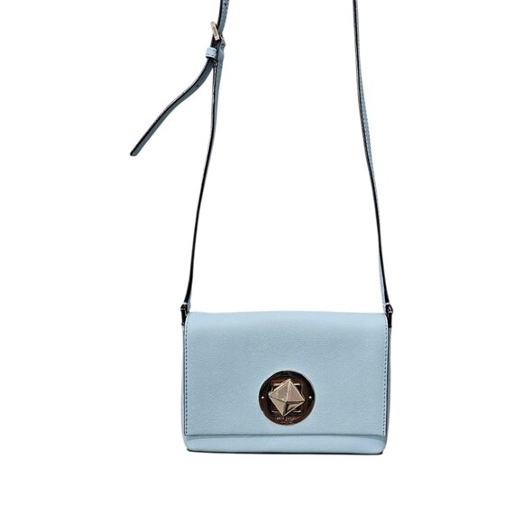Kate Spade Newbury Lane Sally Flap Saffiano Leather Blue Crossbody Bag - Picture 3 of 15